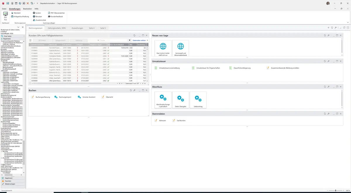 Sage 100 9.0.5.11 Stapeladministration: Fenster Stapeladministration