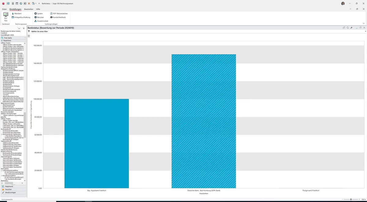 Sage 100 9.0.5.11 Bankstatus: Diagramm Bankstatus