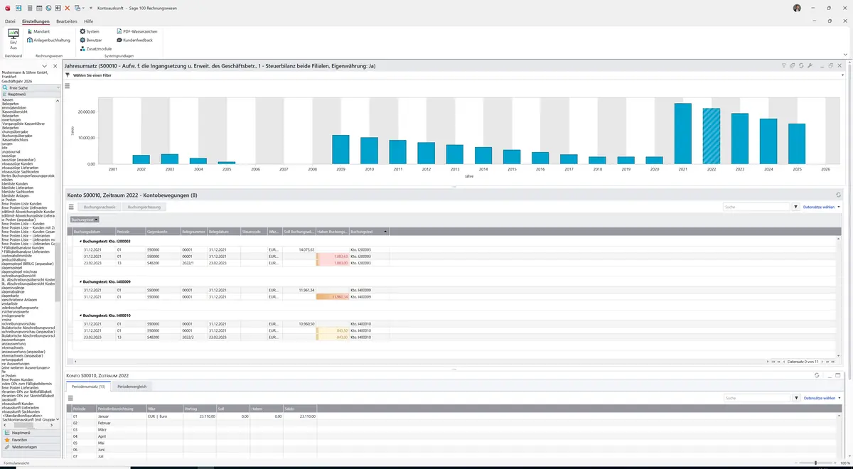 Sage 100 9.0.5.11 Sachkontenauskunft (mit Gruppierung und Formatierung): Register Periodenumsatz