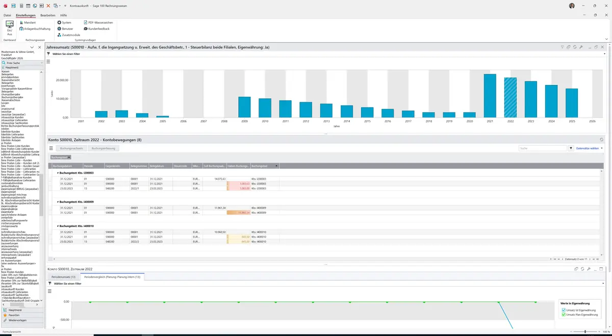Sage 100 9.0.5.11 Sachkontenauskunft (mit Gruppierung und Formatierung): Register Periodenvergleich