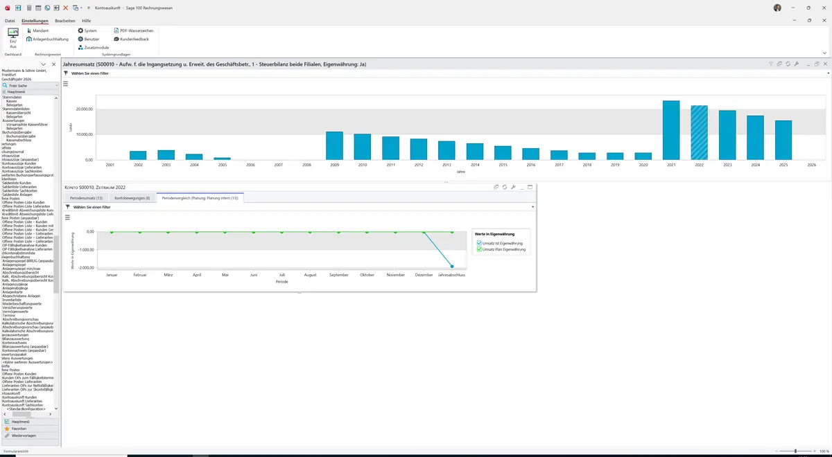 Sage 100 9.0.5.11 Kontoauskunft Sachkonten (Standardkonfiguration): Register Periodenvergleich