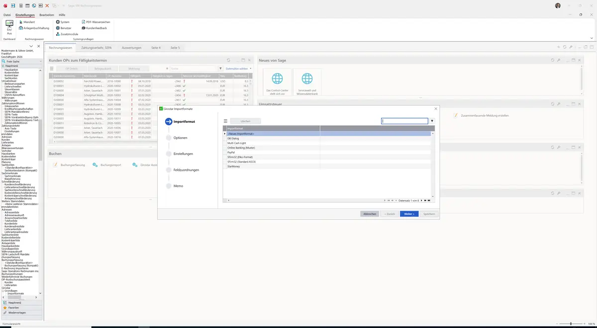 Sage 100 9.0.5.11 Girostar Importformate: Maske Girostar Importformate