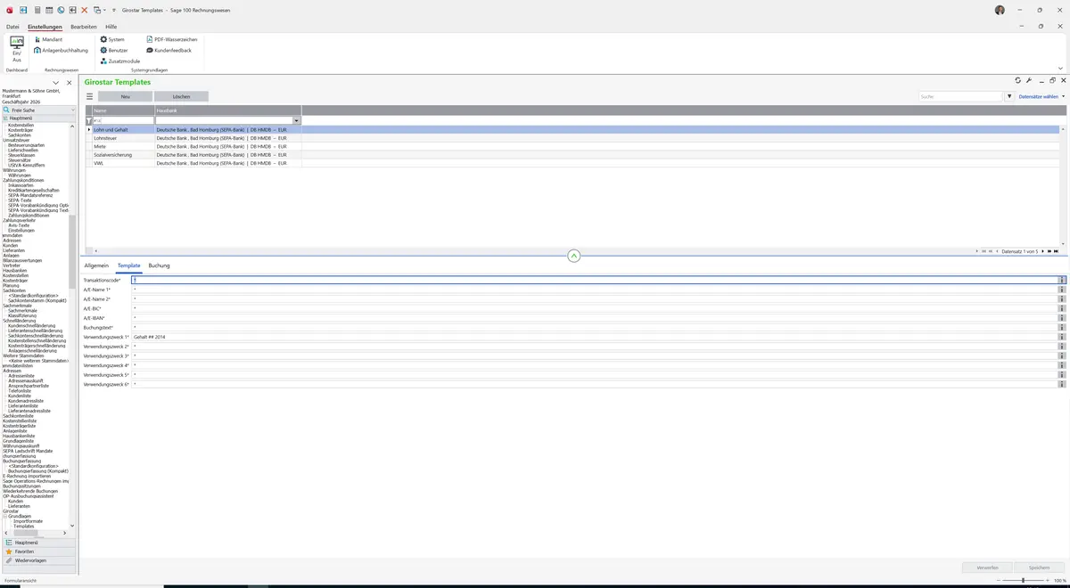 Sage 100 9.0.5.11 Girostar Templates: Register Template