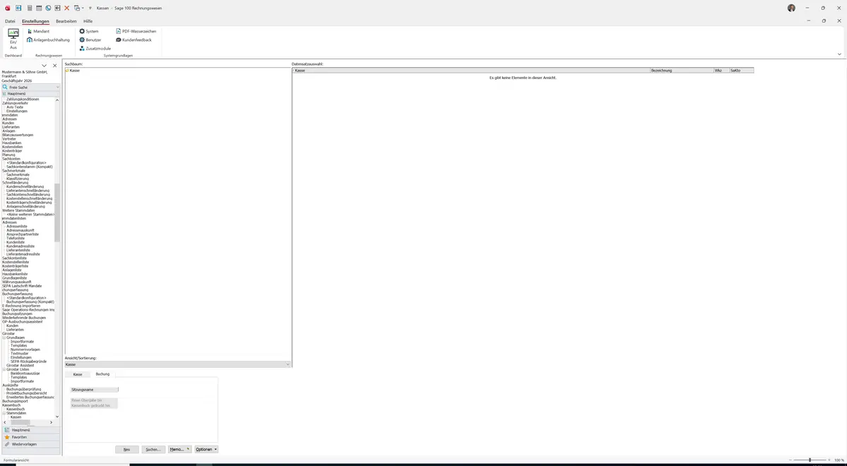 Sage 100 9.0.5.11 Kassen: Register Buchung