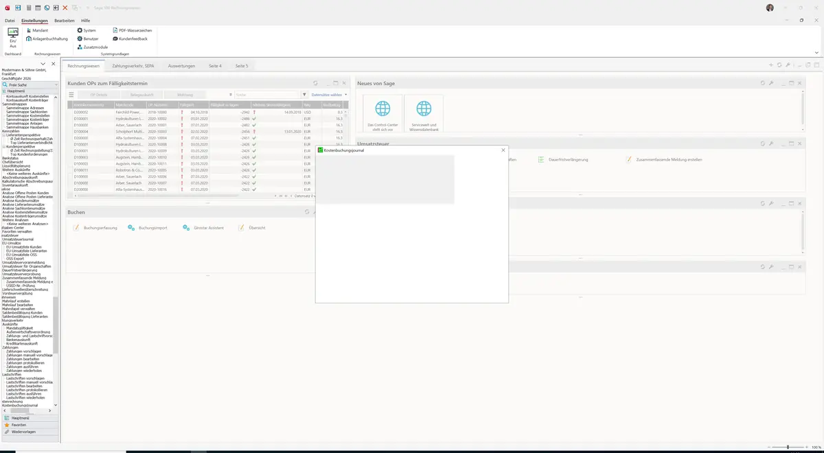 Sage 100 9.0.5.11 Kostenbuchungsjournal: Dialog Kostenbuchungsjournal