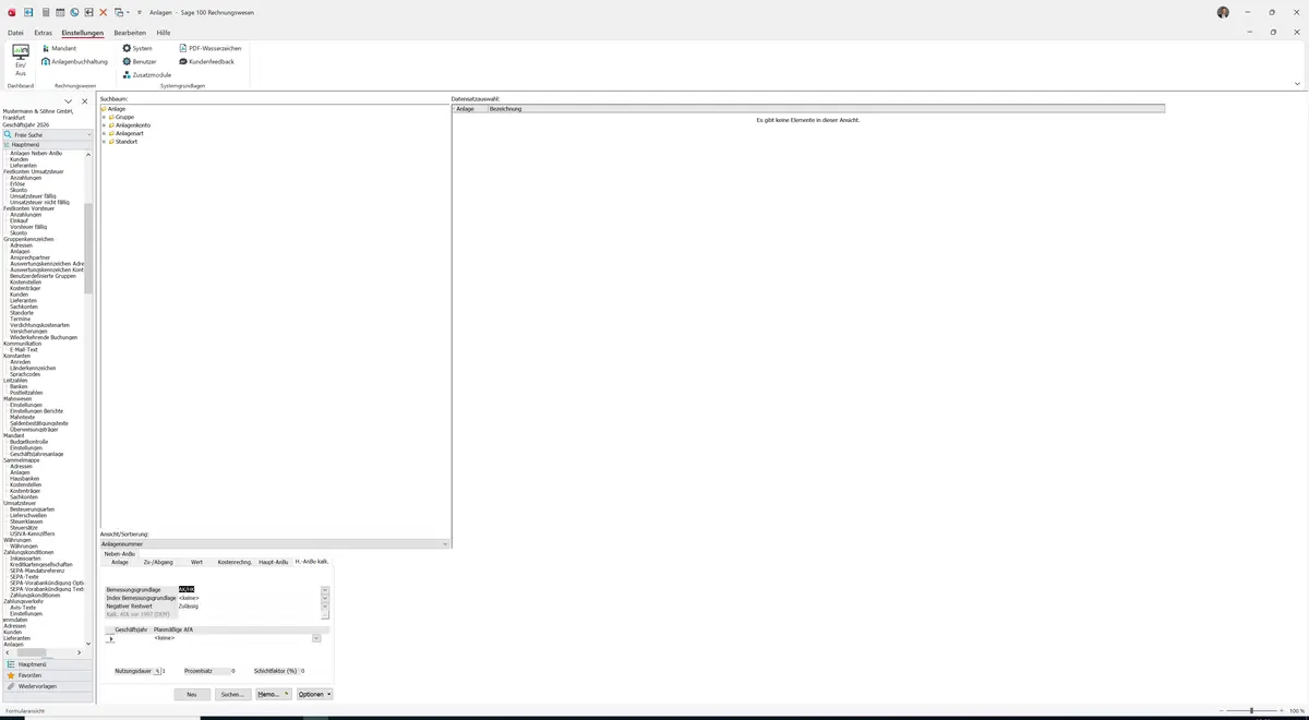 Sage 100 9.0.5.11 Anlagen: Register H.-AnBu kalk.