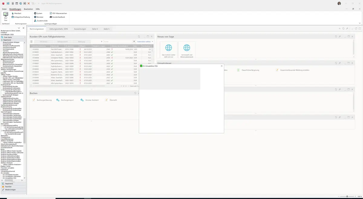 Sage 100 9.0.5.11 EU-Umsatzliste OSS: Dialog EU-Umsatzliste OSS