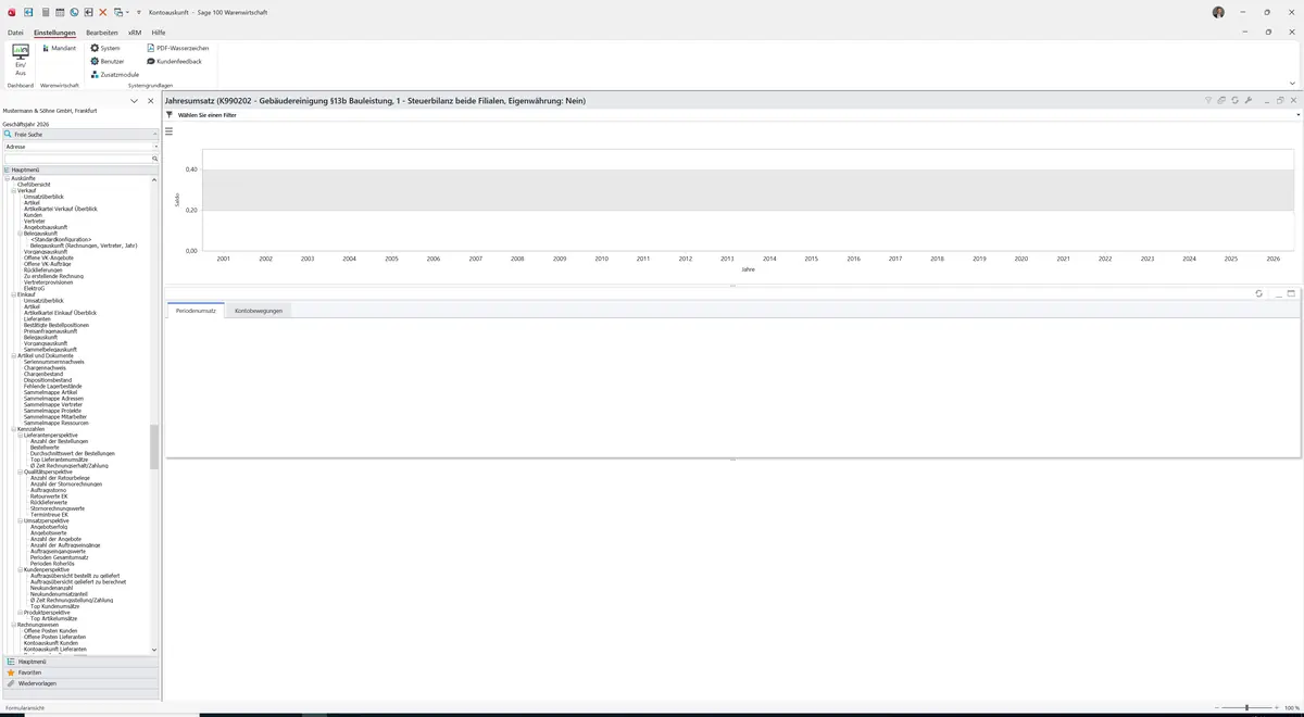 Sage 100 9.0.5.11 Kontoauskunft Lieferanten: Register Periodenumsatz
