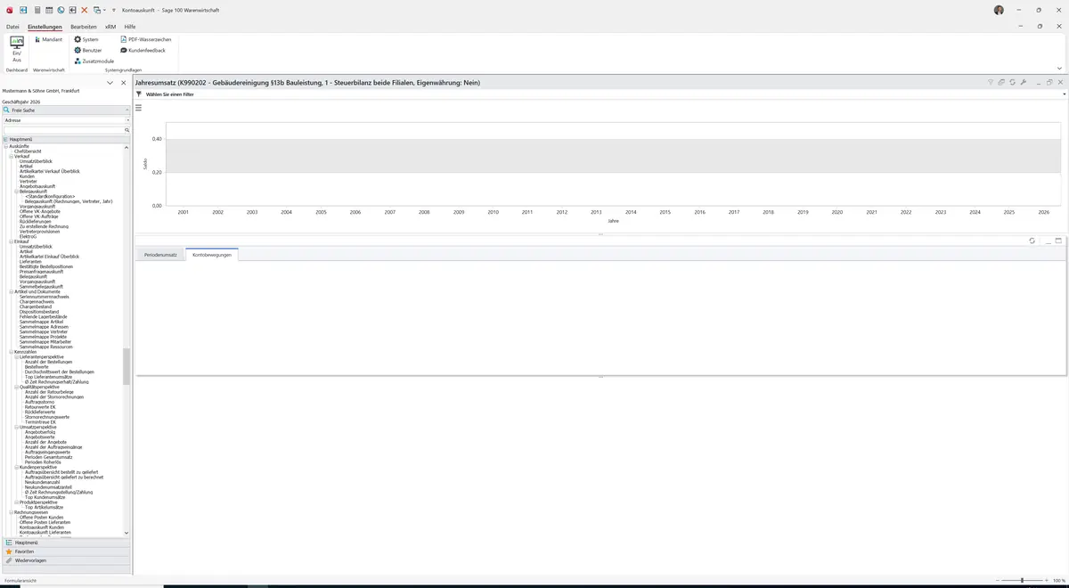 Sage 100 9.0.5.11 Kontoauskunft Lieferanten: Register Kontobewegungen