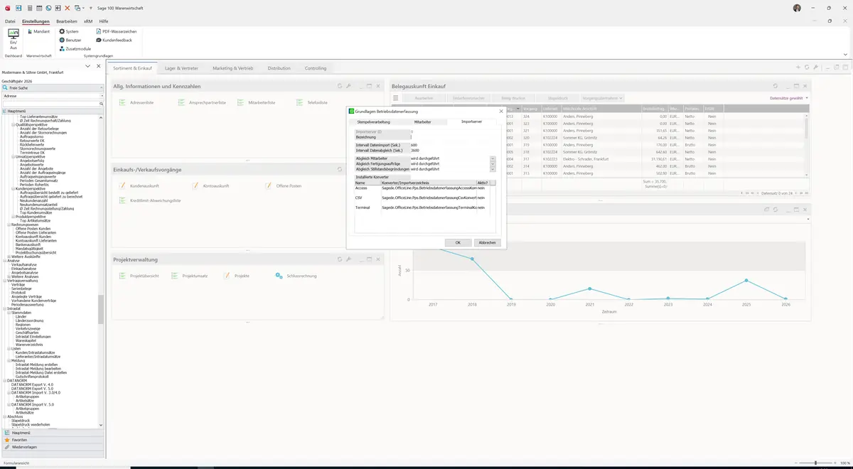 Sage 100 9.0.5.11 Grundlagen Betriebsdatenerfassung: Register Importserver