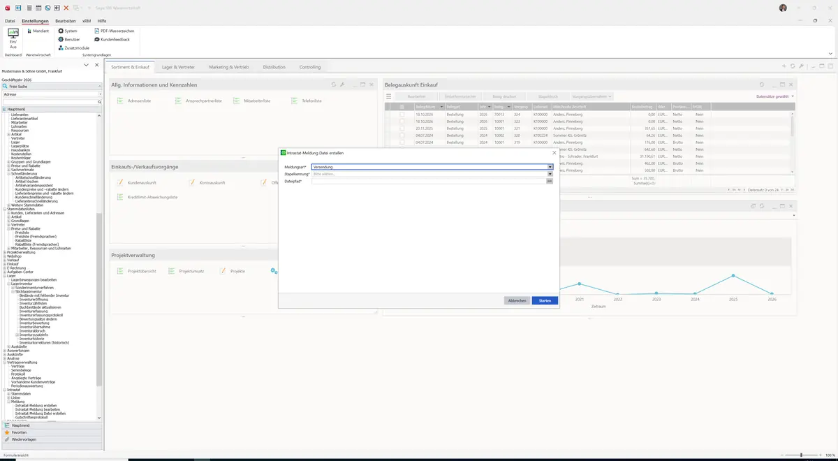 Sage 100 9.0.5.11 Intrastat-Meldung Datei erstellen: Maske Intrastat-Meldung Datei erstellen