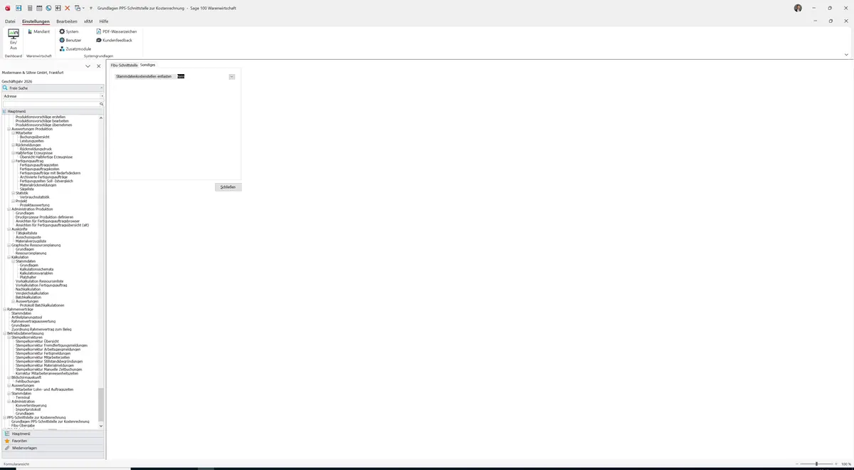 Sage 100 9.0.5.11 Grundlagen PPS-Schnittstelle zur Kostenrechnung: Register Sonstiges