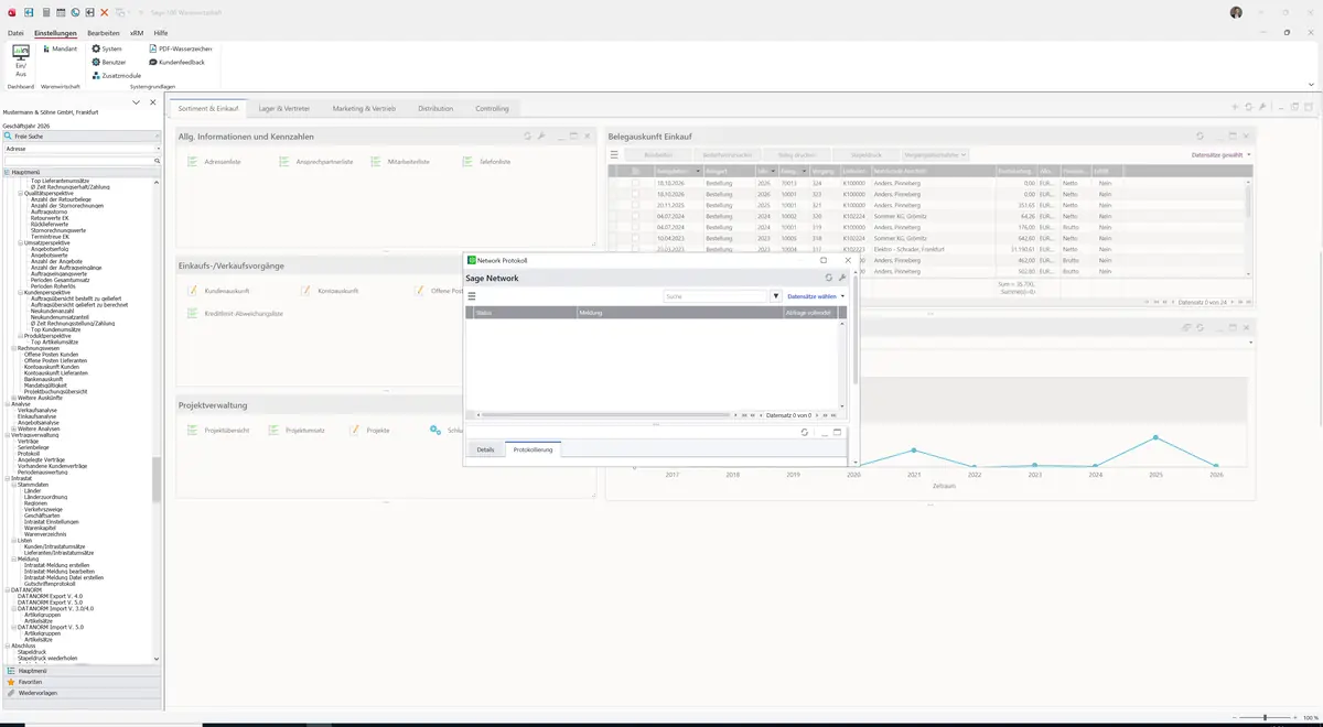 Sage 100 9.0.5.11 Network Protokoll: Register Protokollierung