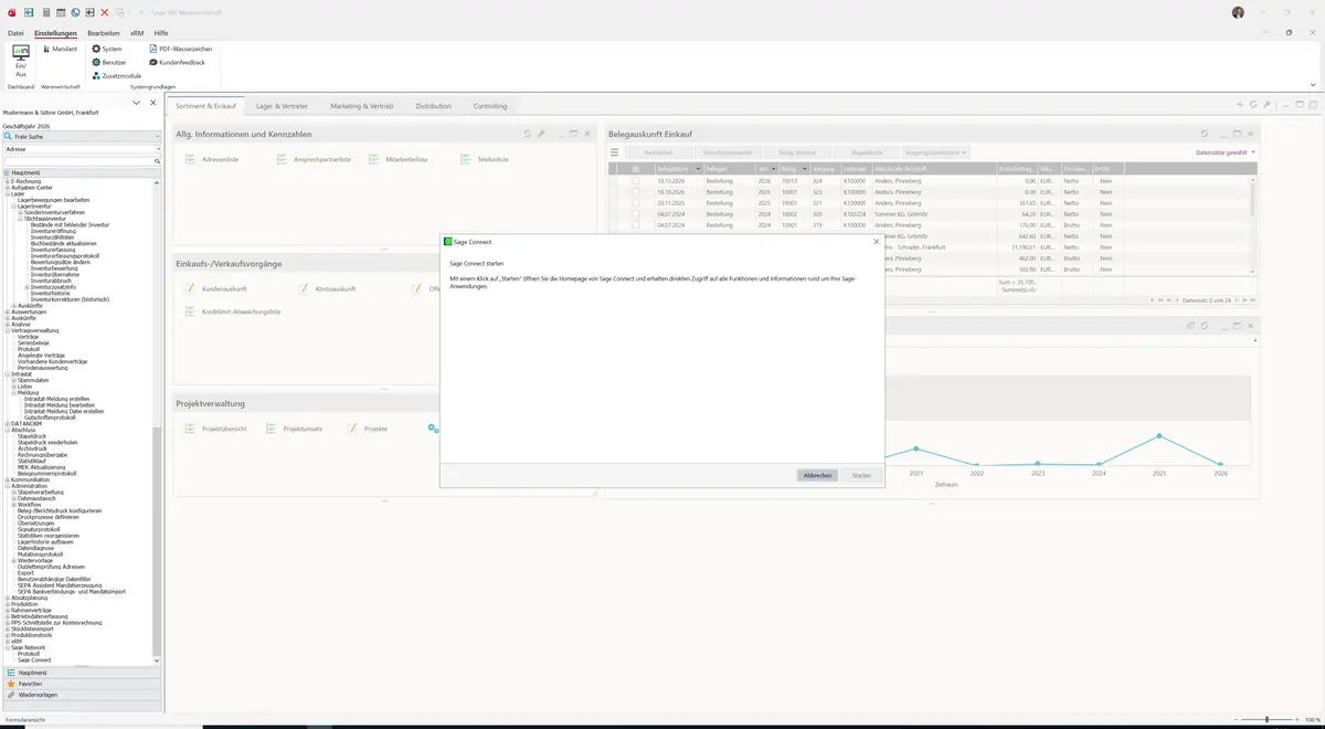 Sage 100 9.0.5.11 Sage Connect: Maske Sage Connect