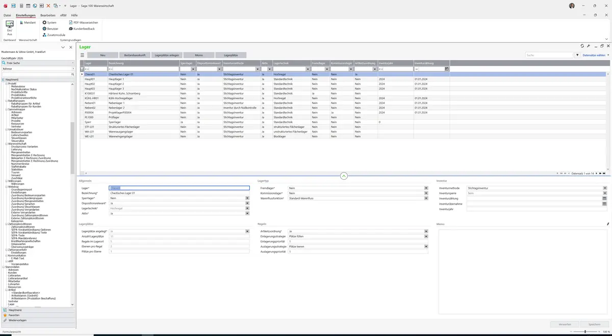 Sage 100 9.0.5.11 Lager: Register Grundlagen