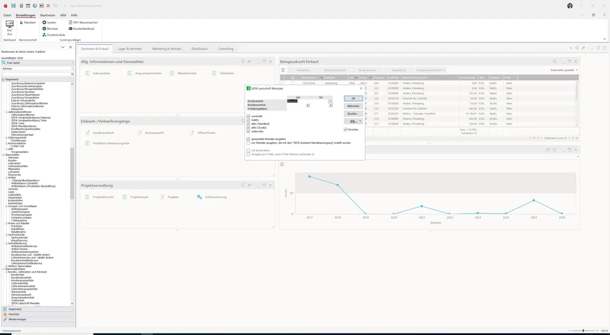 Sage 100 9.0.5.11 SEPA Lastschrift Mandate: Maske SEPA Lastschrift Mandate