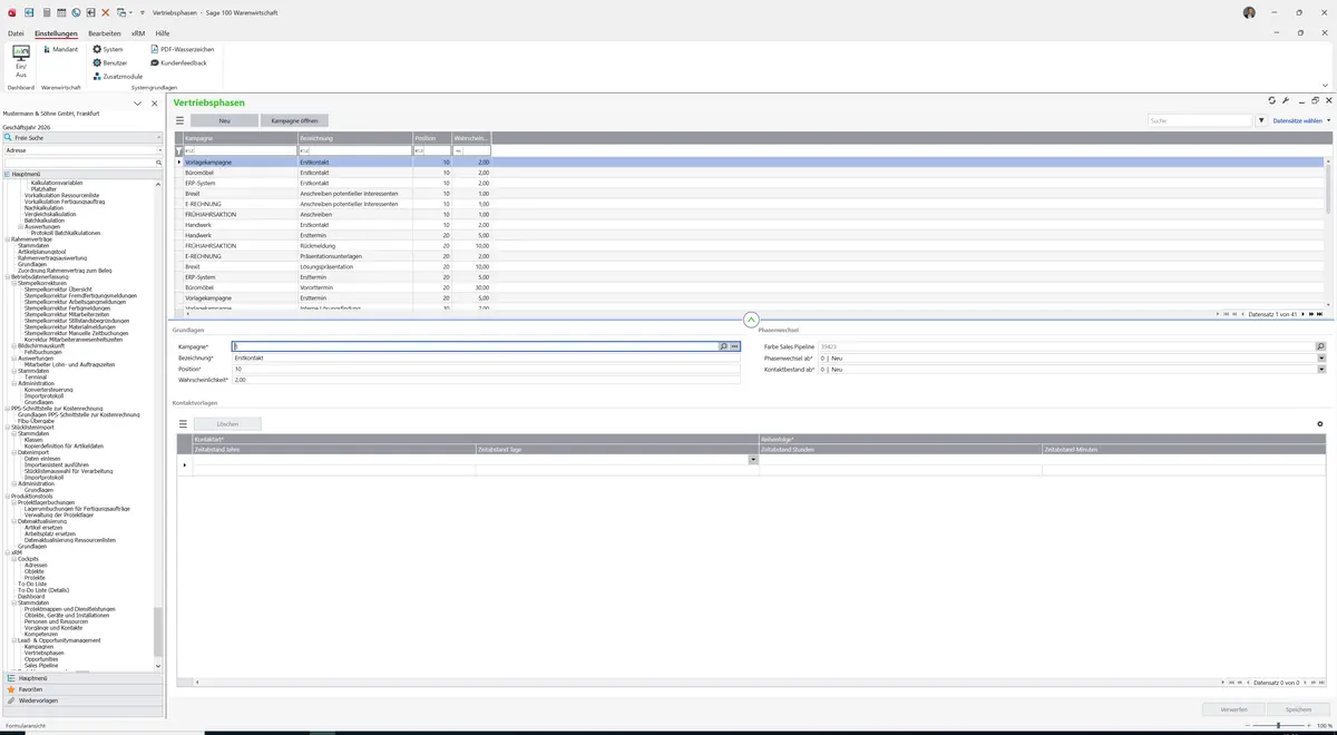 Sage 100 9.0.5.11 Vertriebsphasen: Bereich Grundlagen