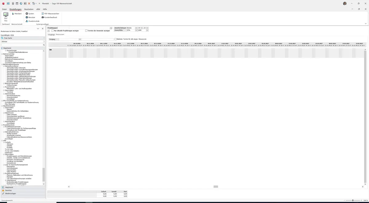 Sage 100 9.0.5.11 Ressourcen Plantafel: Register Ressourcen