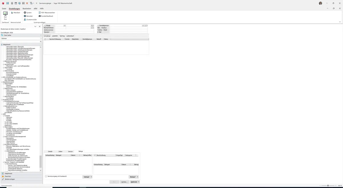 Sage 100 9.0.5.11 Service- und Supportvorgänge: Register Belege