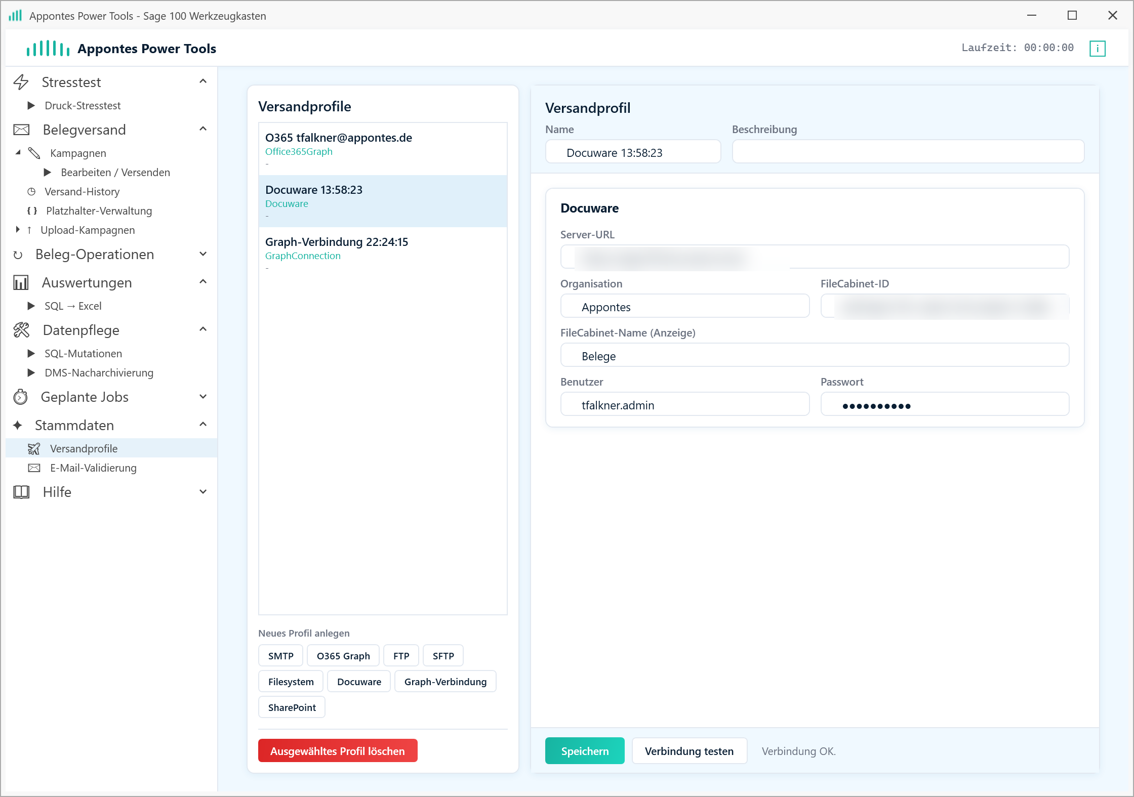 Appontes Power Tools: Versandprofil für die Anbindung an DocuWare